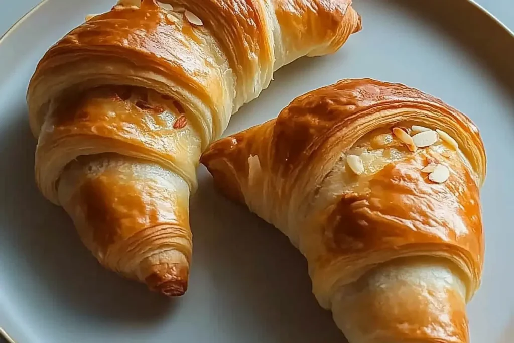 Freshly Baked Mandelgipfel Pastries with Flaky Layers