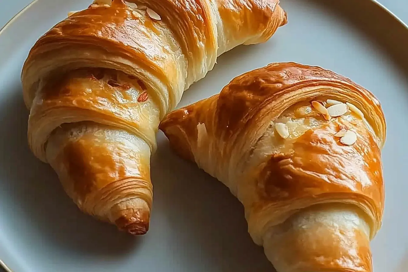Freshly Baked Mandelgipfel Pastries with Flaky Layers