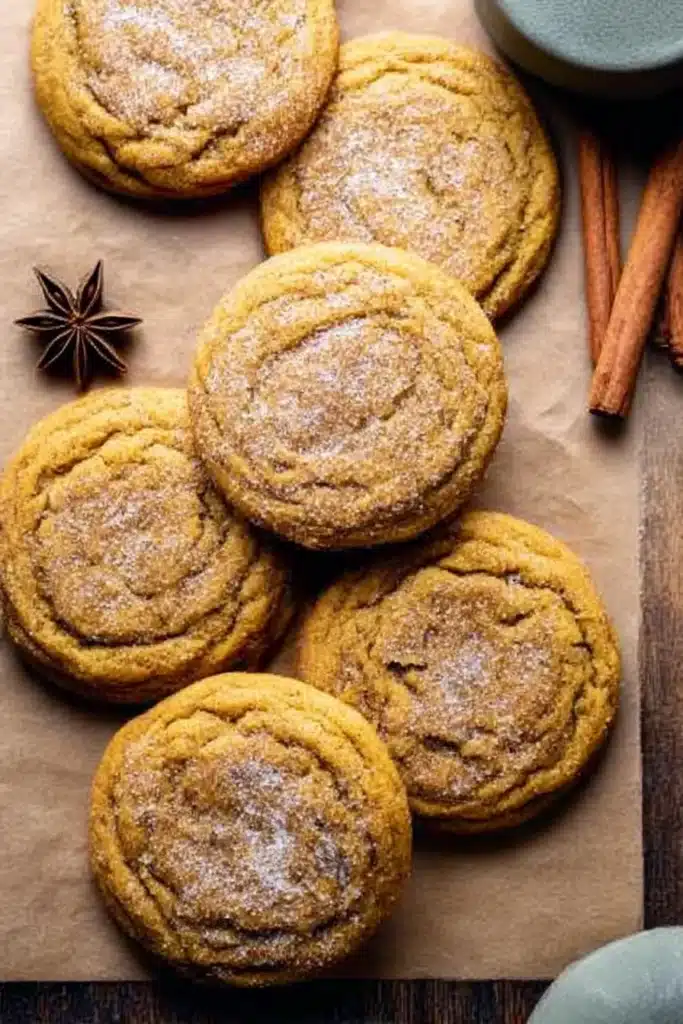 Chewy Pumpkin Cookies – Soft, Spiced & Perfectly Fall-Flavored 8 Chewy Pumpkin Cookies on Parchment
