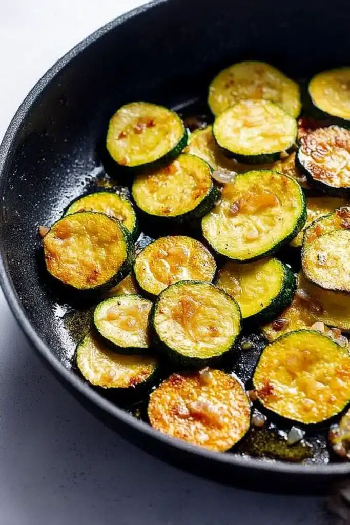 Sautéed Zucchini Recipe – Easy, Flavorful & Ready in 10 Minutes 10 Zucchini slices sautéed with garlic and browned in a nonstick skillet