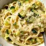Simple Fresh Zucchini Pasta Sauce – A Light & Flavorful Summer Favorite 6 zucchini pasta sauce in a rustic bowl with parmesan and fork