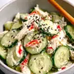 Easy California Roll Cucumber Salad | Quick & Refreshing 7 Easy California Roll Cucumber Salad with sesame seeds in a ceramic bowl