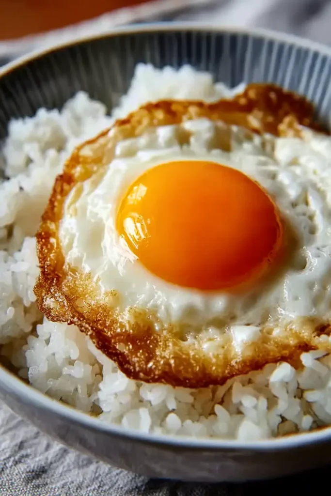 Easy Korean Egg Rice – Quick & Comforting Meal 12 Easy Korean Egg Rice bowl with fried egg on top of white rice