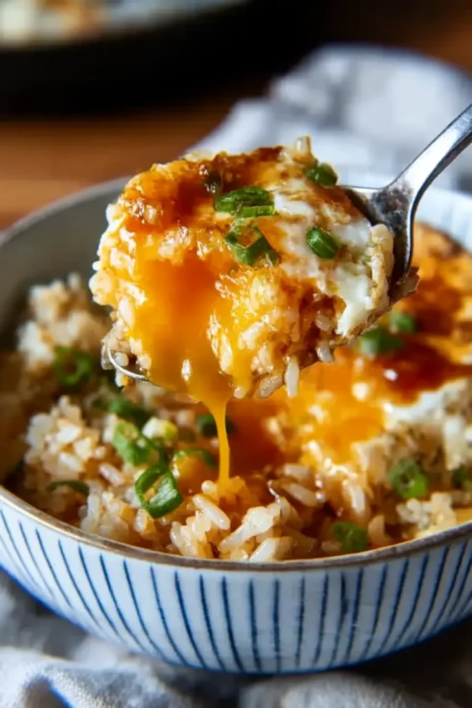 Easy Korean Egg Rice – Quick & Comforting Meal 15 Spoonful of Easy Korean Egg Rice mixed with egg yolk and green onions