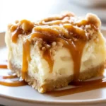 Caramel Apple Cheesecake Bars – Simple Fall Dessert Favorite 9 Caramel Apple Cheesecake Bars with streusel topping and caramel drizzle