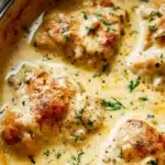 Creamy Oven Baked Chicken Thighs | Easy & Flavorful Dinner 13 Creamy oven baked chicken thighs in garlic sauce with fresh herbs