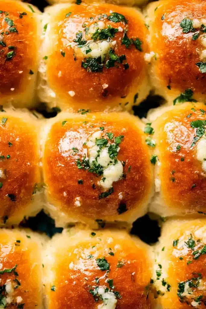 Garlic Butter Bread Rolls (Soft, Fluffy & Flavor-Packed) 16 Golden garlic butter rolls topped with parsley, flaky sea salt, and melted garlic butter