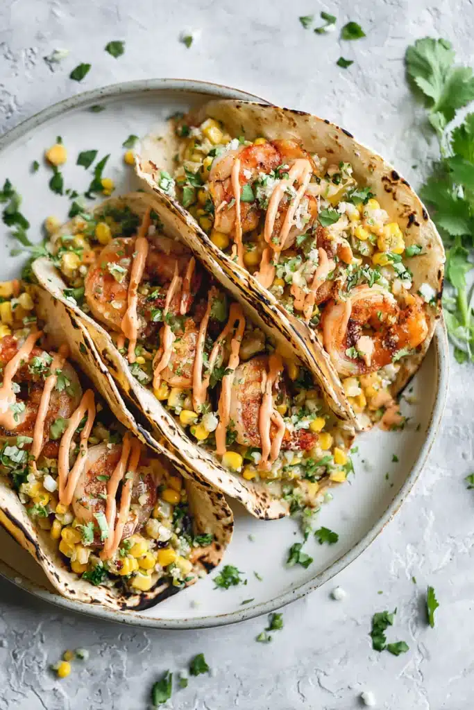 Grilled Shrimp Tacos with Mexican Corn