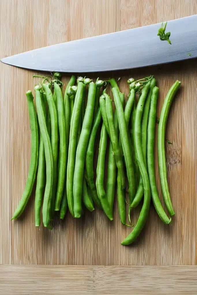 Roasted Green Beans With Garlic and Parmesan | Easy Recipe 15 Trimming green beans for Roasted Green Beans With Garlic and Parmesan