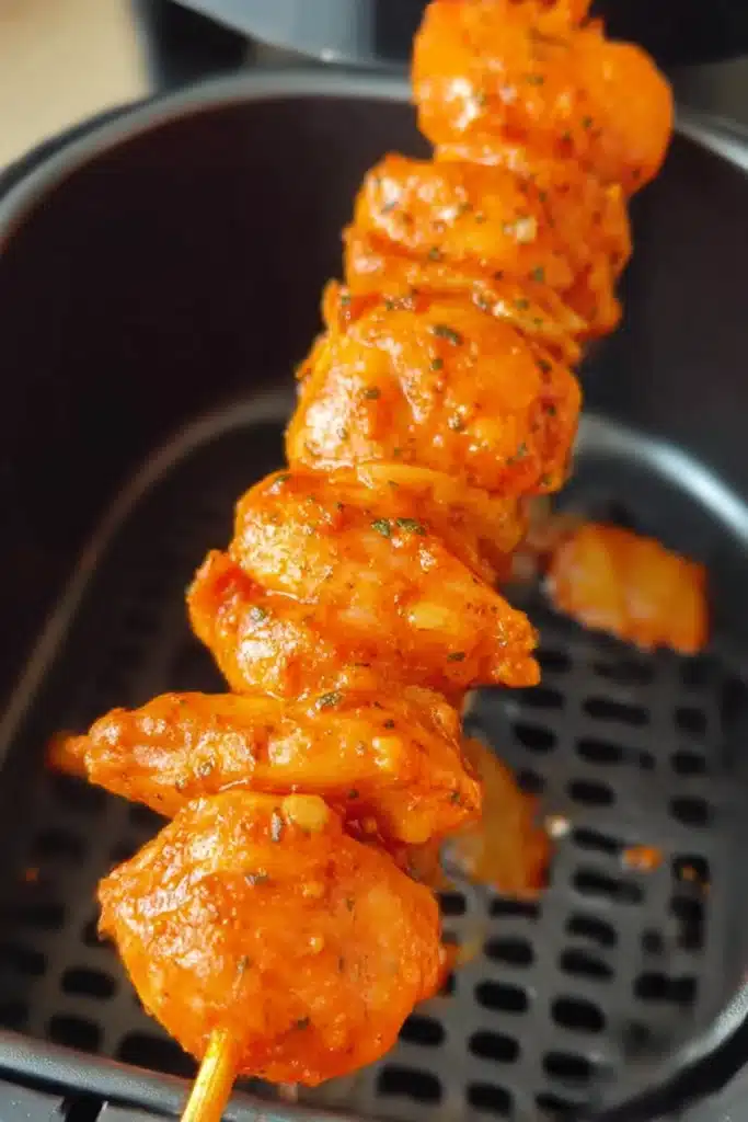 Ranch Garlic Parmesan Chicken Skewers | Bold & Delicious 9 Ranch Garlic Parmesan Chicken Skewers marinated and ready to cook in air fryer basket