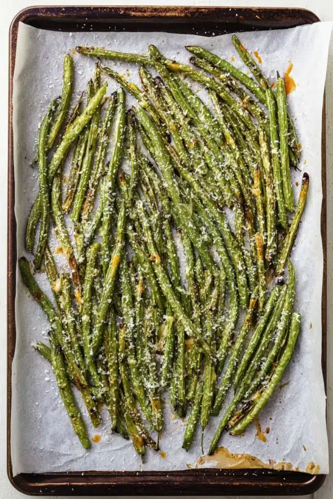 Roasted Green Beans With Garlic and Parmesan | Easy Recipe 18 Roasted Green Beans With Garlic and Parmesan fresh from the oven