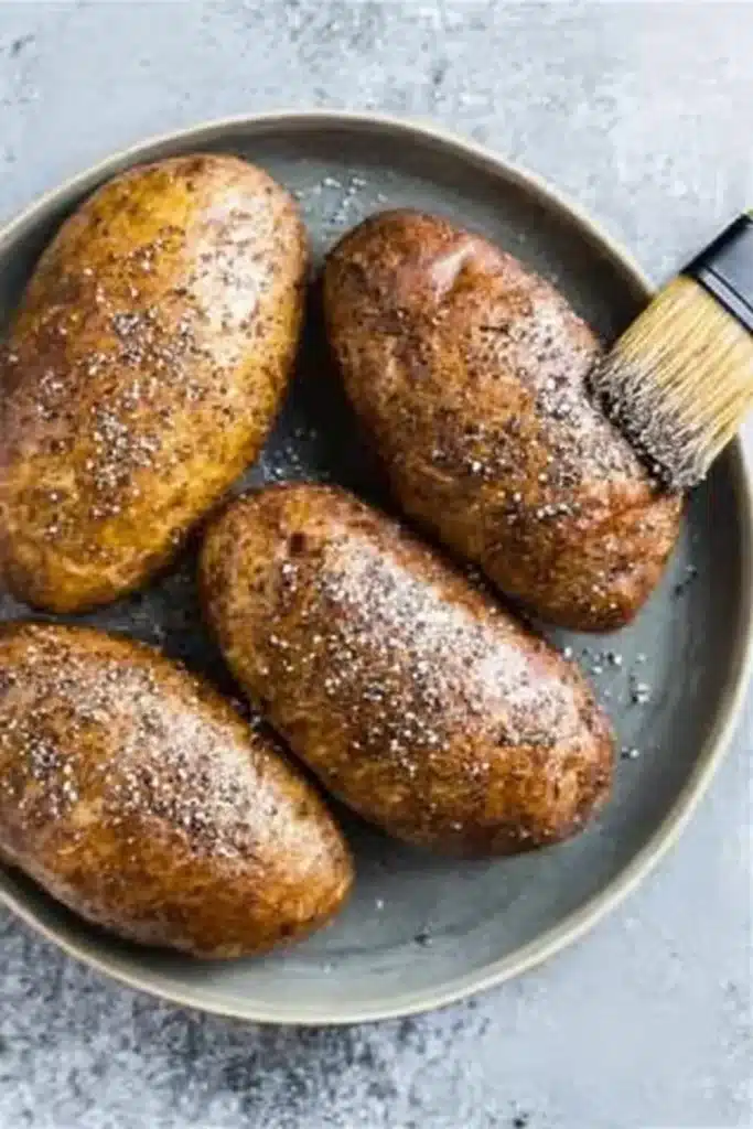 Air Fryer Baked Potatoes – Quick & Crispy Favorite 16 Seasoned russet potatoes with oil, salt, and pepper for air frying