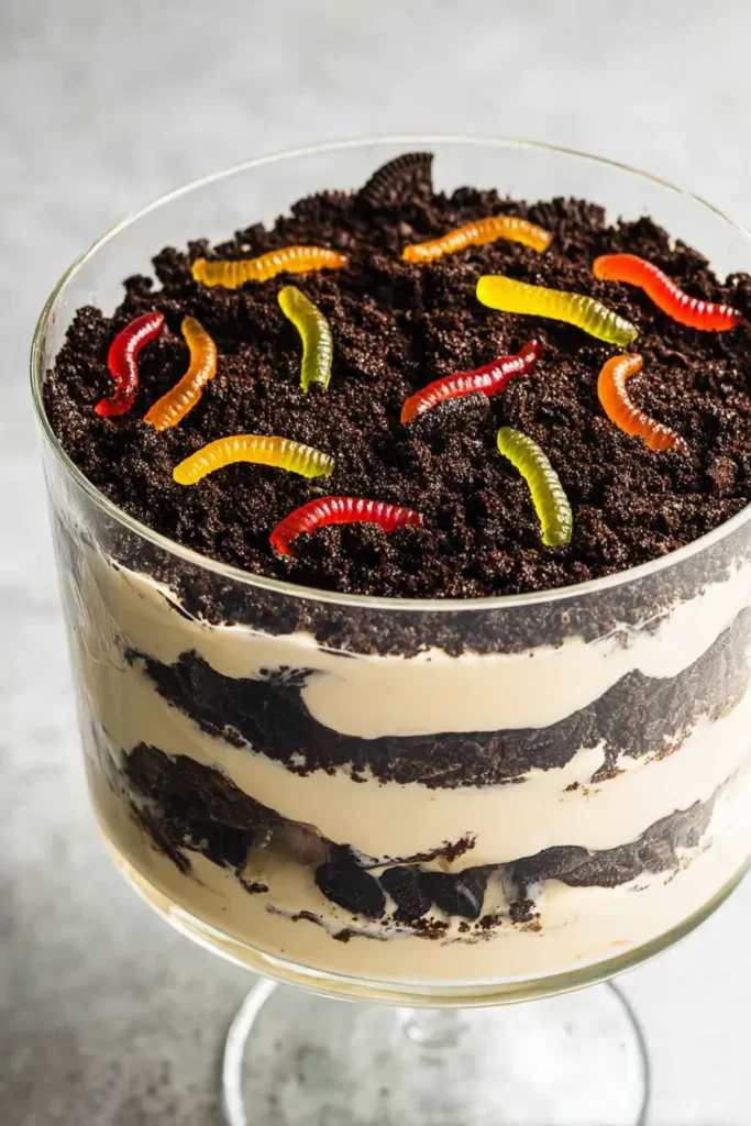 The Best Oreo Dirt Cake – Fun, Creamy, Crowd-Pleaser 9 The Best Oreo Dirt Cake topped with crushed cookies and gummy worms