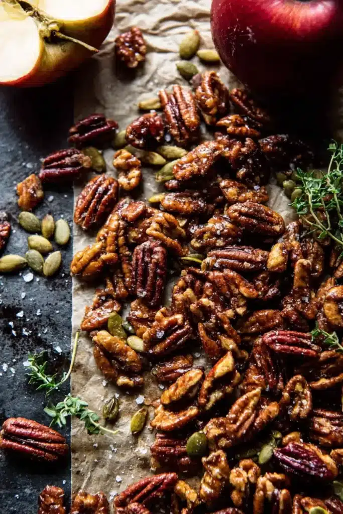 Autumn Harvest Honeycrisp Apple and Feta Salad candied pecans and seeds