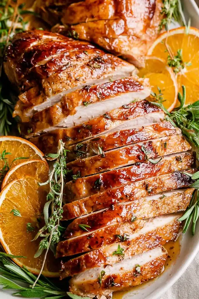 Roast Turkey Breast Recipe | Juicy & Easy Holiday Favorite 9 Close Up Roast Turkey Breast with Herbs and Citrus