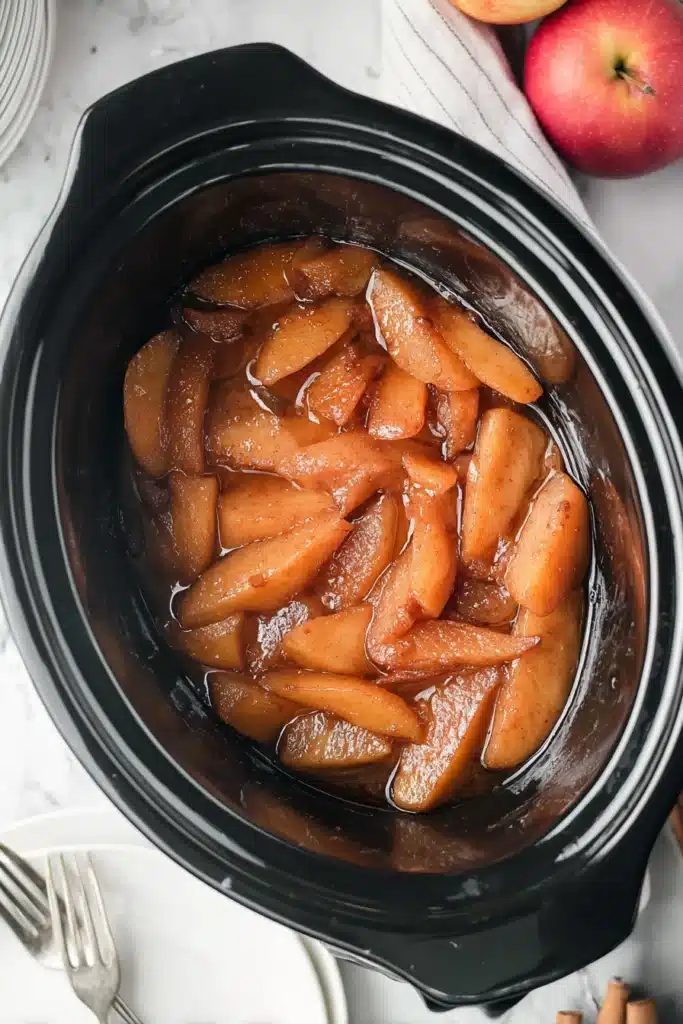Slow Cooker Cracker Barrel Fried Apples | Delicious Copycat 12 Slow Cooker Cracker Barrel Fried Apples fully cooked in glaze