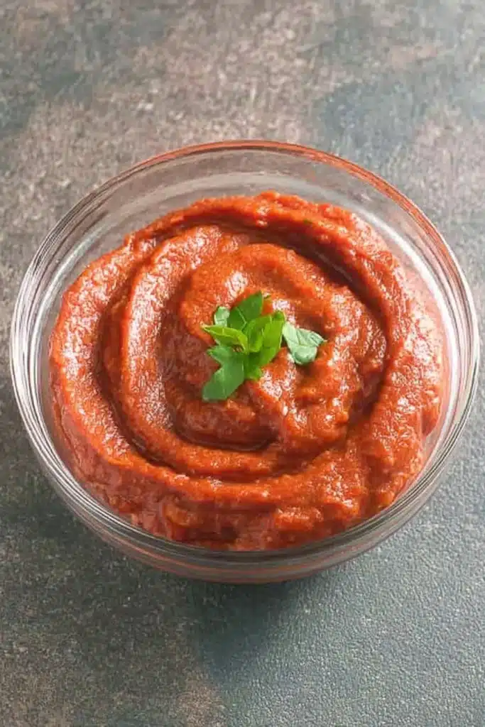 Halloween Ghost Pizza – Easy, Fun, and Spooky 8 Homemade pizza sauce in a bowl for Halloween ghost pizza