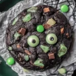 Fun Mint Chocolate Chip Monster Cookies 12 Mint Chocolate Chip Monster Cookies with candy eyes and mint chunks