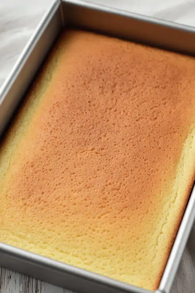 Orange Creamsicle Cake Recipe – Simple & Refreshing Treat 22 Baked orange creamsicle cake base in metal pan before filling