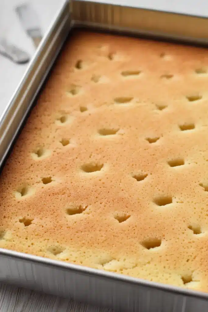 Orange Creamsicle Cake Recipe – Simple & Refreshing Treat 23 Orange creamsicle cake with holes poked for Jello filling