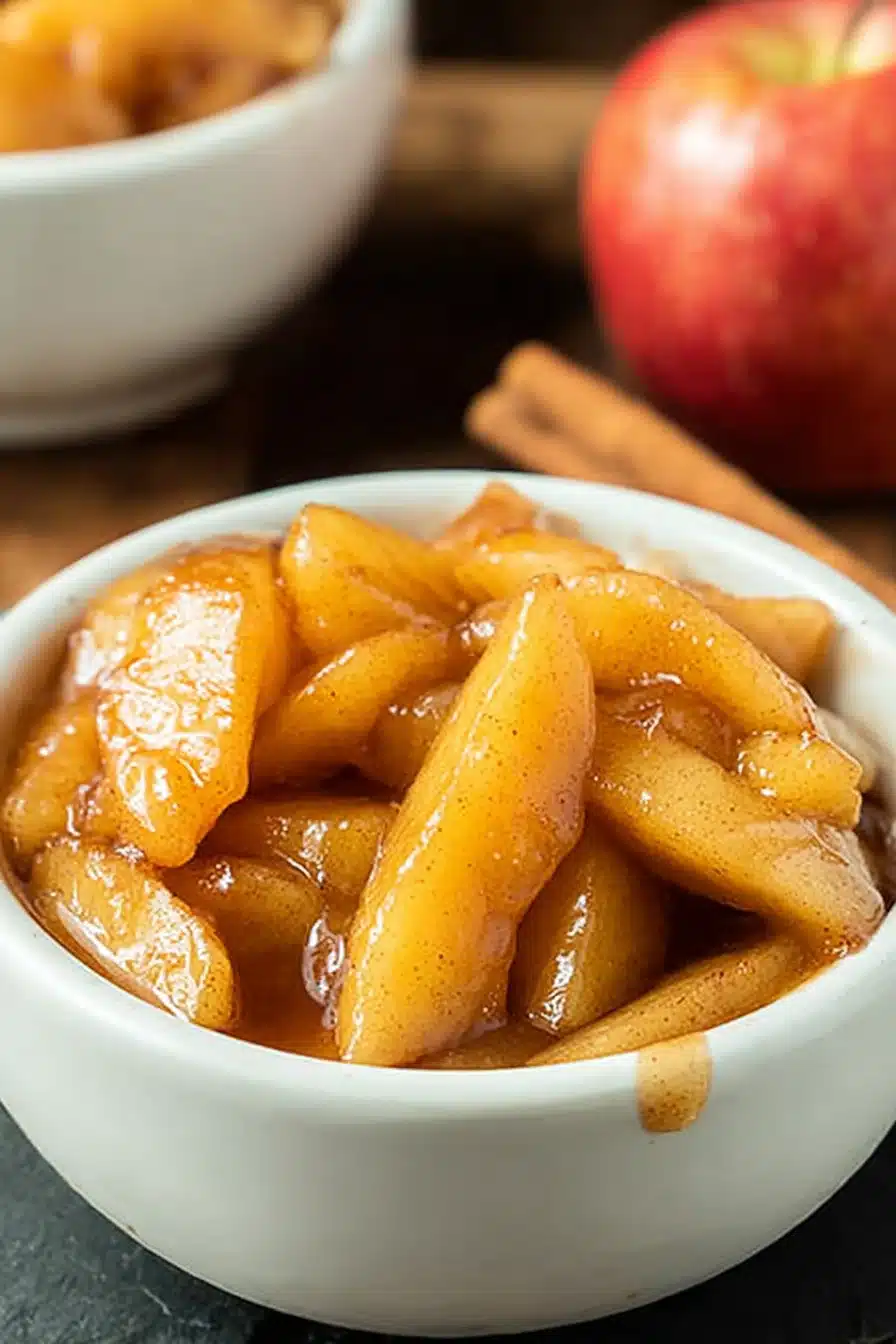 Slow Cooker Cracker Barrel Fried Apples served in a white bowl