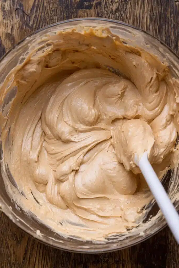 Folded peanut butter cream for chocolate peanut butter pie