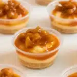 Mini caramel apple dessert cups with caramel mousse and cinnamon apples
