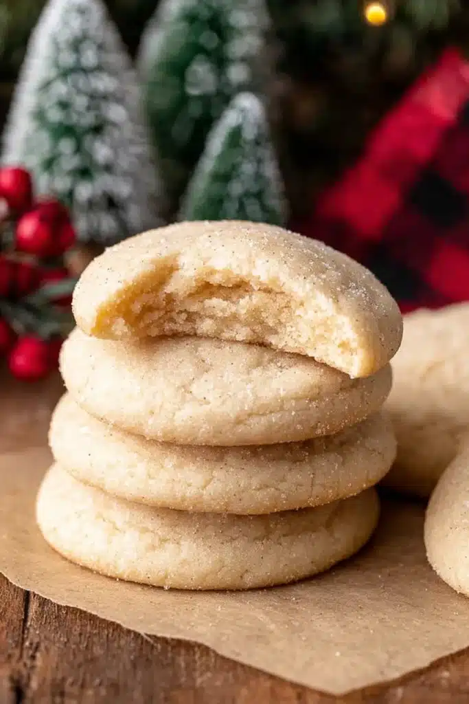 Chewy Sugar Cookies Recipe – Soft, Buttery & Amazing Treat 22 Stack of chewy sugar cookies with a bite showing soft interior