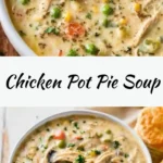 Chicken Pot Pie Soup (Creamy, Hearty & Amazing Comfort) 3 Creamy chicken pot pie soup with biscuits on the side