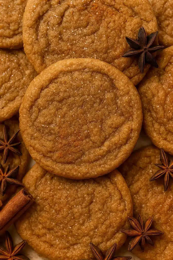 Chai Cookies – Soft, Chewy & Amazingly Spiced 11 Close-up of chai cookies with cinnamon and star anise