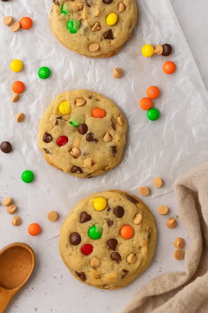 Crumbl Monster cookie recipe with Imperial Sugar and colorful candies