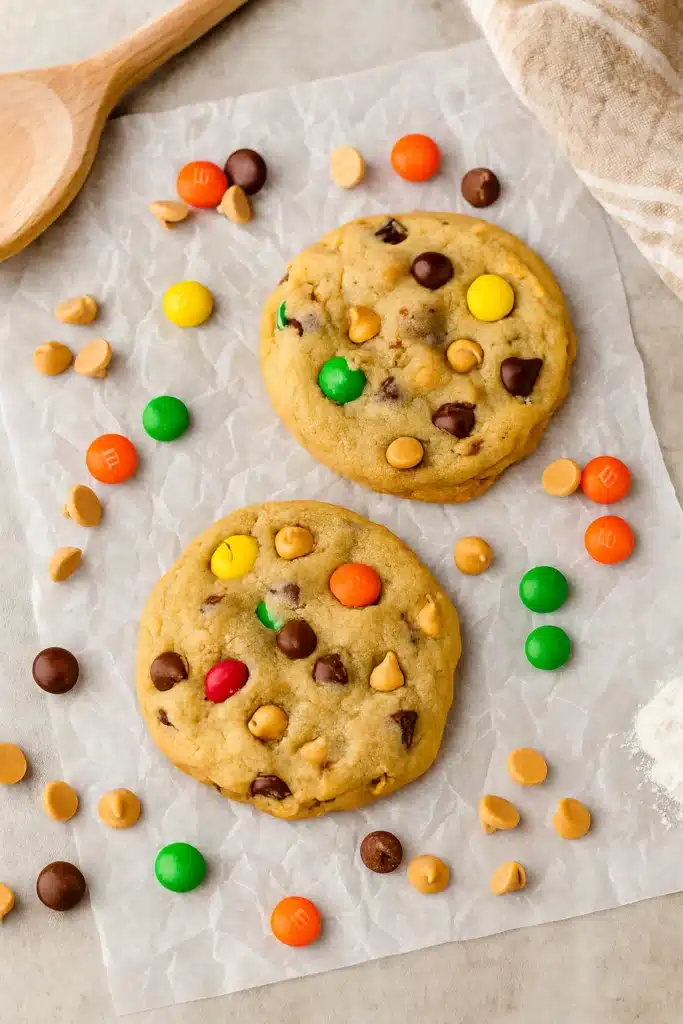 Crumbl Monster cookie recipe with Imperial Sugar and colorful candies
