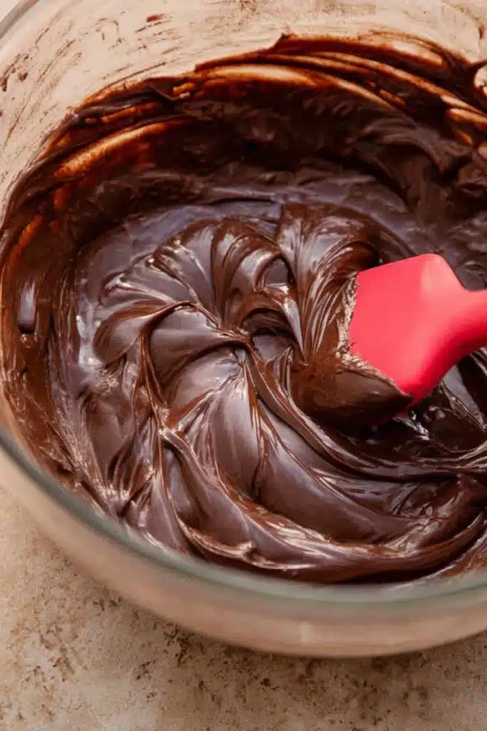The Best Christmas Fudge | Simple, Festive & Delicious 17 The Best Christmas Fudge Recipe chocolate mixture being stirred in a bowl
