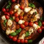 One Pan Balsamic Chicken | Amazing Weeknight Dinner Recipe 11 one pan balsamic chicken with mozzarella, tomatoes, and basil in cast iron skillet