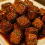 Roadhouse Steak Bites: Juicy & Quick Texas-Style Favorite 14 Juicy Roadhouse steak bites with parsley on a white plate