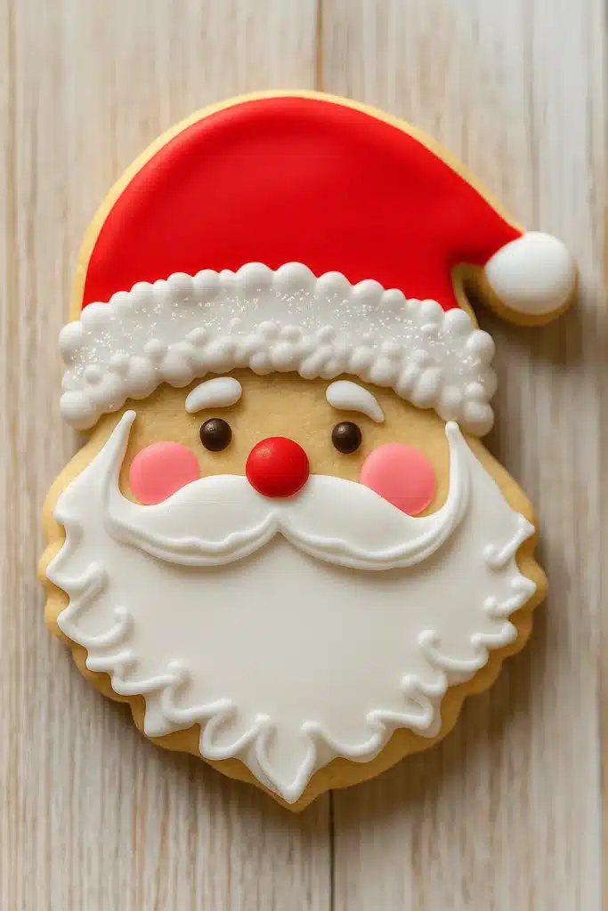 Christmas Cookies – Easy, Festive & Amazing Treats 11 Christmas cookies shaped like Santa Claus with red and white icing