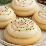 Yogurt Christmas Cookies – Soft, Festive, and Easy to Make 10 Yogurt Christmas Cookies with creamy frosting and festive sprinkles