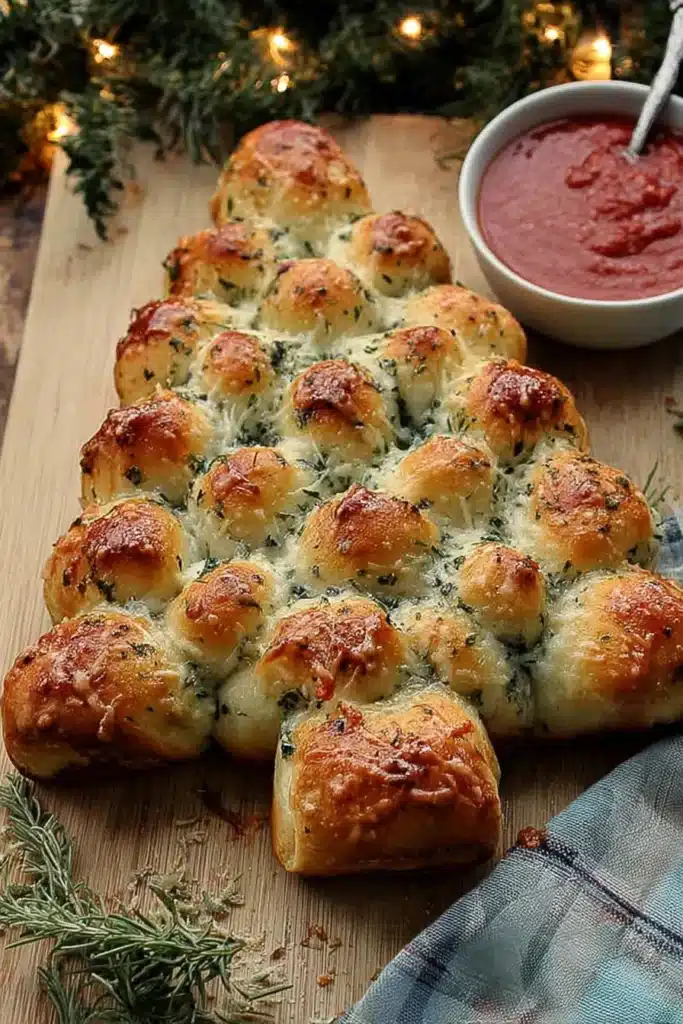 Christmas Tree Bread | Simple & Amazing Holiday Appetizer 15 Cheesy Christmas tree pull-apart bread with herbs and marinara sauce