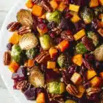 Roasted vegetable salad with Brussels sprouts, beets, squash, and pecans