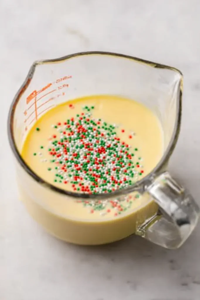 Lasagna Dessert Recipe – Easy, Creamy & Festive Treat 12 Glass cup of pudding with Christmas sprinkles for lasagna dessert