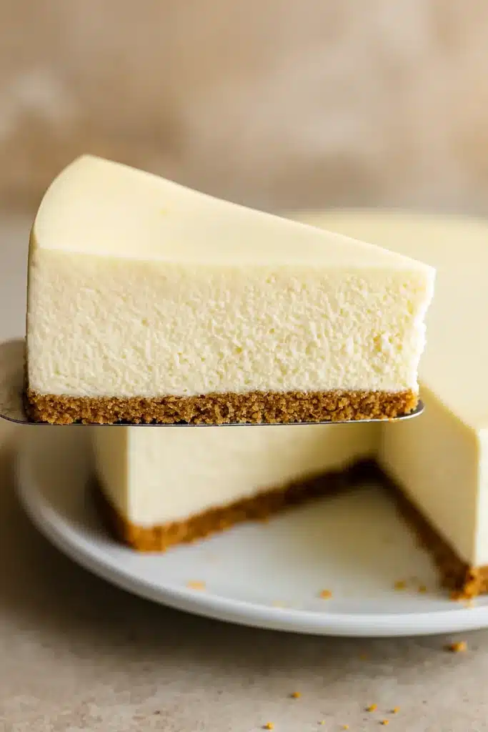 Perfect Cheesecake | Creamy, Crack-Free Christmas Dessert 10 Slice of perfect cheesecake with smooth creamy texture and crisp graham crust