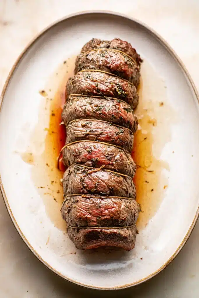 Beef Fillet Recipe – Tender, Juicy & Absolutely Amazing 8 Whole roasted beef fillet on white plate on white-gray table