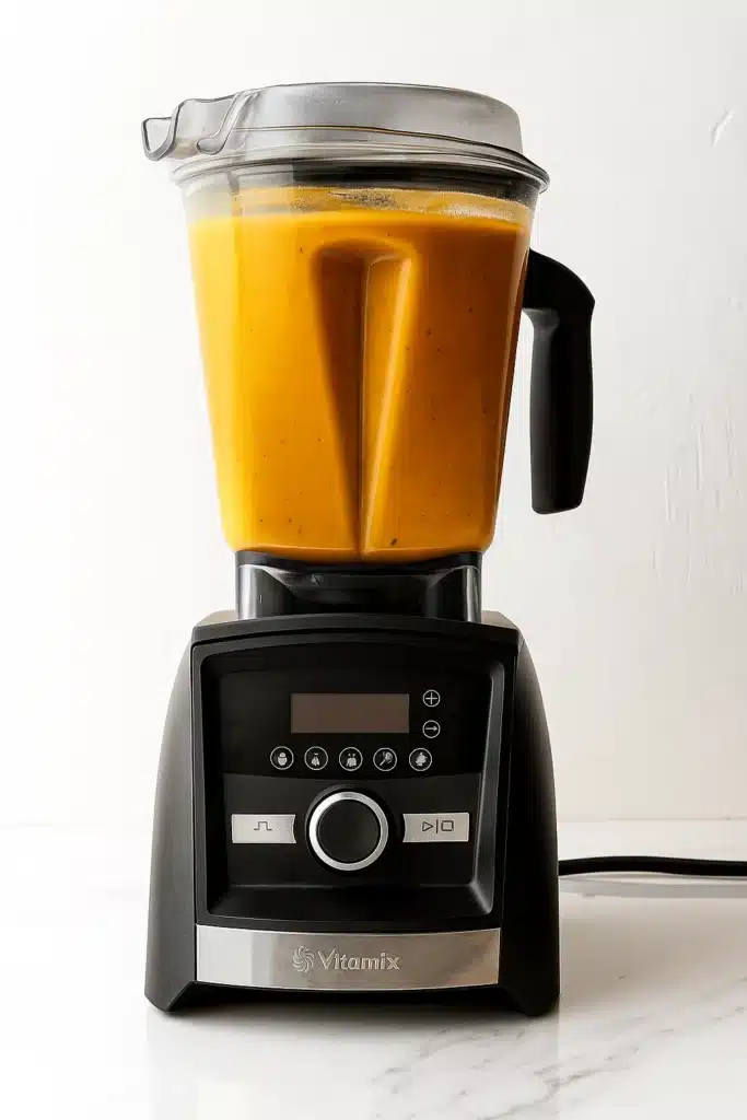 Roasted Butternut Squash Soup | Simple, Cozy & Delicious 13 Blender filled with creamy roasted butternut squash soup