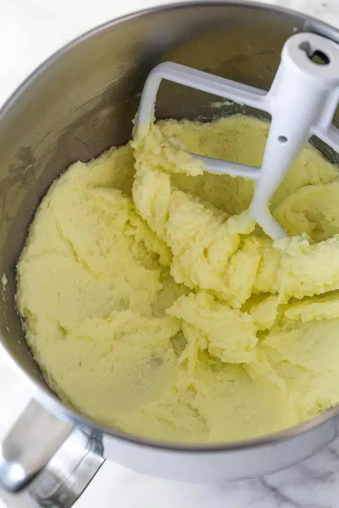 Chewy Snickerdoodle Cookies – Ultimate Soft Holiday Treat 22 Creamed butter and sugar for chewy snickerdoodle cookie dough in a mixing bowl