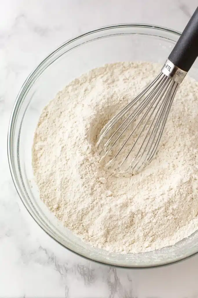 Chewy Snickerdoodle Cookies – Ultimate Soft Holiday Treat 21 Chewy snickerdoodle dry ingredients in a glass bowl being whisked together