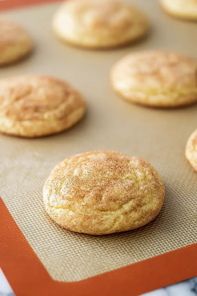 Chewy Snickerdoodle Cookies – Ultimate Soft Holiday Treat 27 Chewy snickerdoodle cookies cooling on baking sheet after baking
