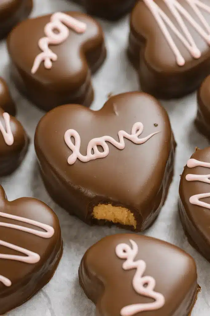 chocolate peanut butter valentines heart Recipe 8 Chocolate Peanut Butter Valentine’s Heart with pink icing love decoration