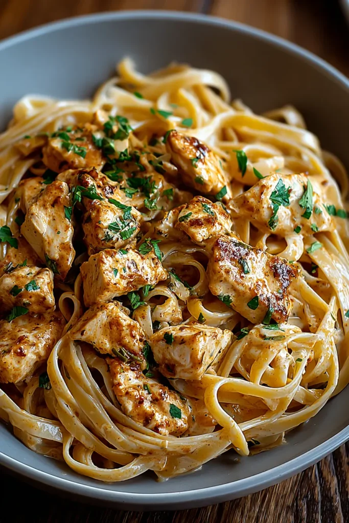 Cowboy butter chicken linguine in creamy garlic butter sauce