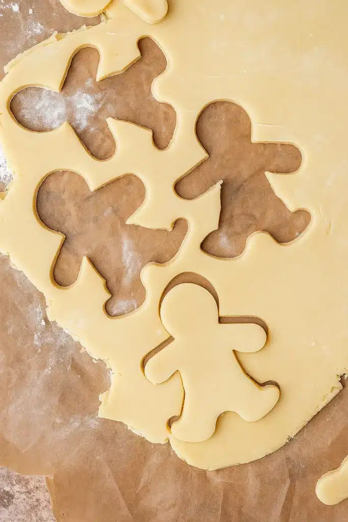 Cutout Sugar Cookies – Soft, Buttery & Perfect for Christmas Decorating 12 cookie dough with gingerbread cutouts for cutout sugar cookies