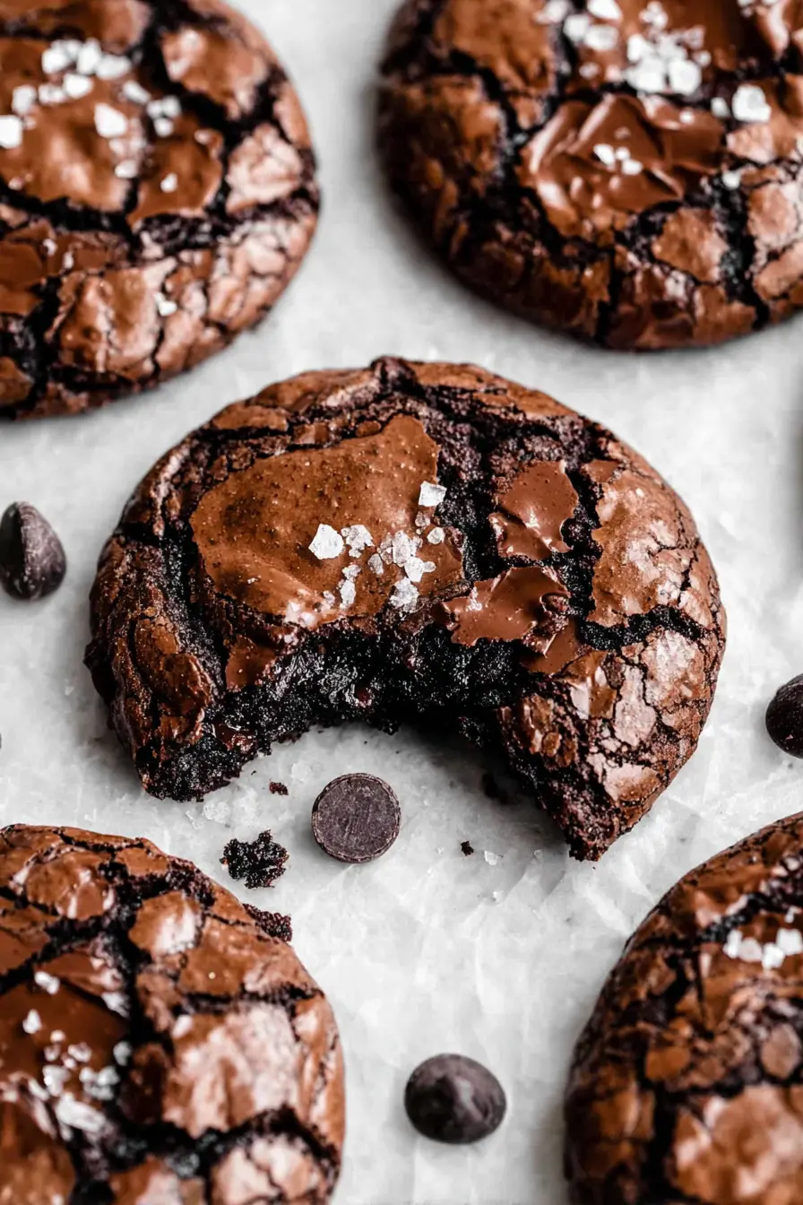 Easy Fudgy Chewy Brookies with glossy crackled tops and a fudgy center